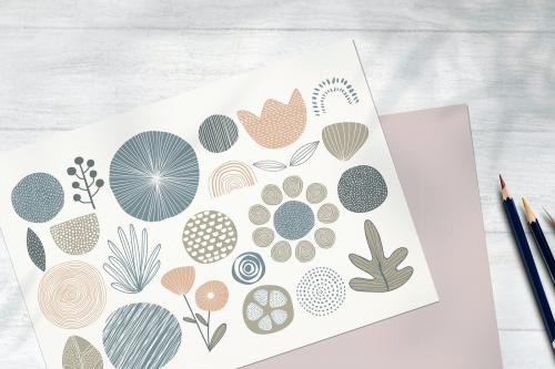 Hand drawn botanical artwork mockup illustration - 935209