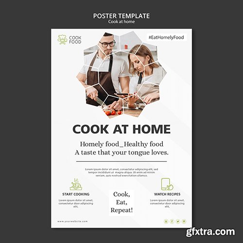 Poster with cooking at home 