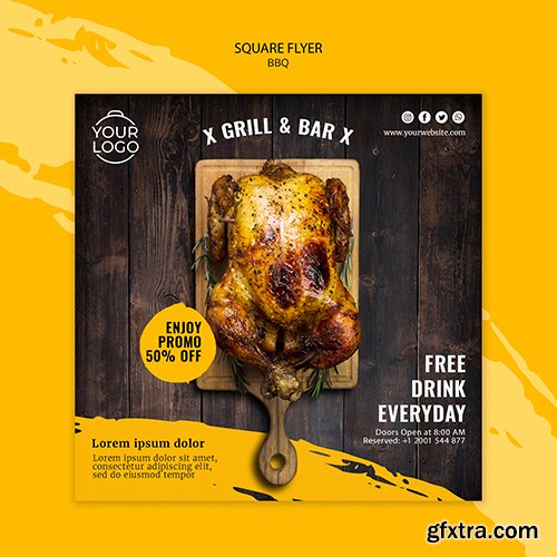 Flyer template with bbq