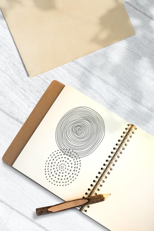 Round pattern notebook mockup illustration - 935215