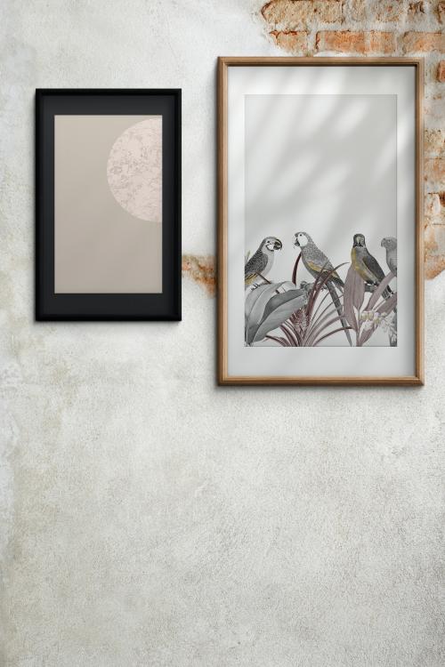 Picture frames hanging on a wall illustration - 935243