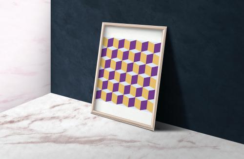 Wooden picture frame on a marble floor illustration - 935255