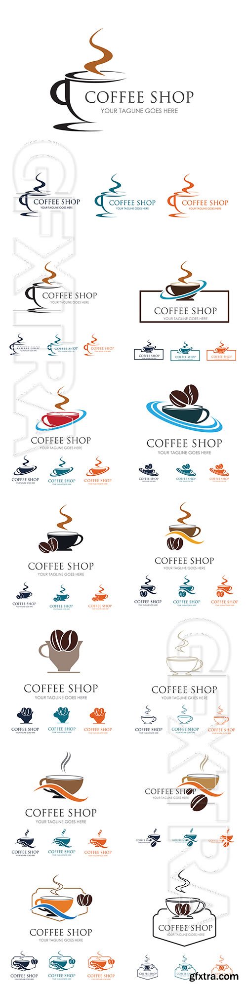 Coffee shop vector logo illustrations