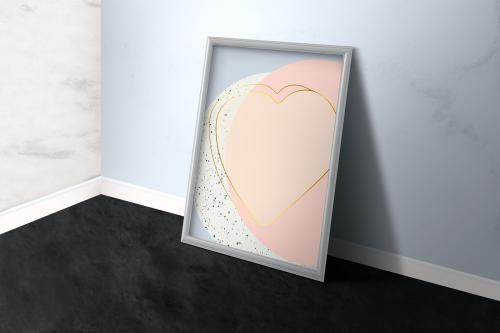 Gray wooden picture frame on a marble floor illustration - 935271