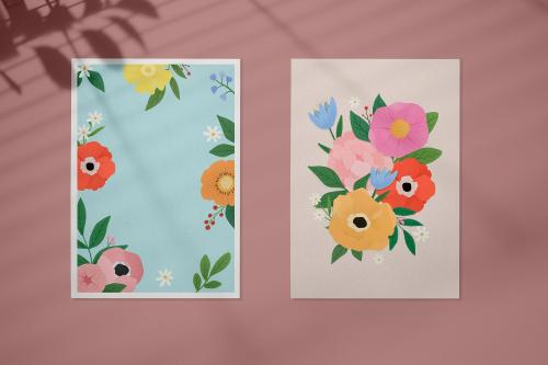 Floral frame mockups against a wall - 935556