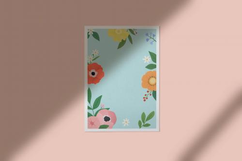 Floral frame mockup against a wall - 935557