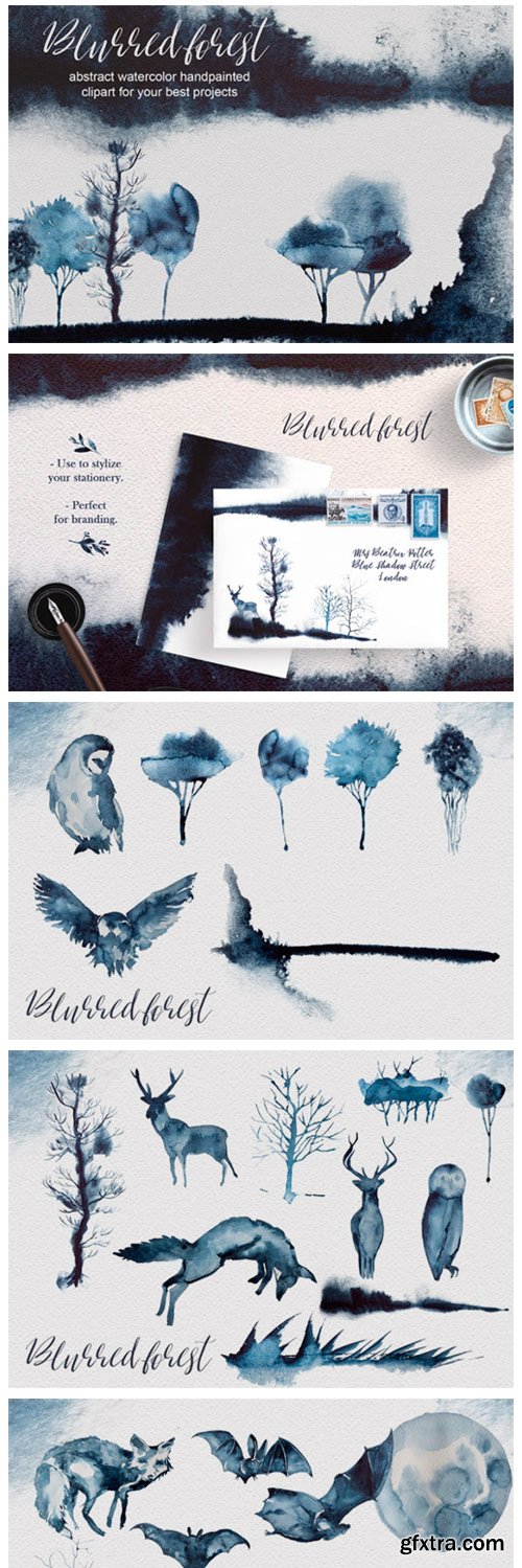 Watercolor Blurred Forest Clipart 4184910