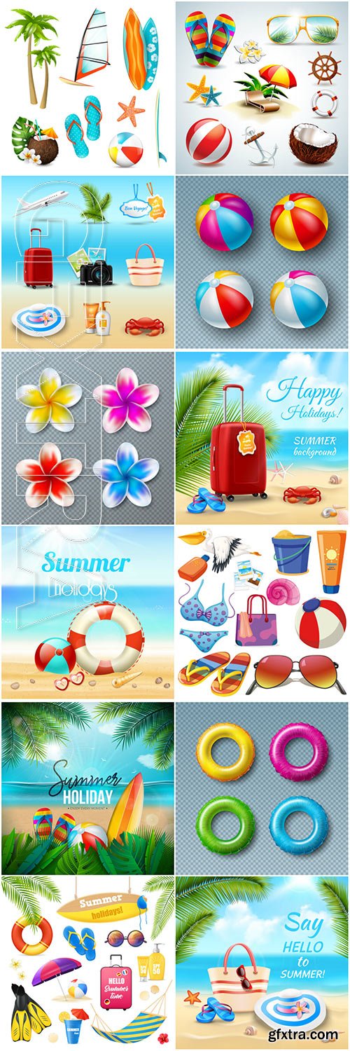 Hello summer holiday vector illustrations