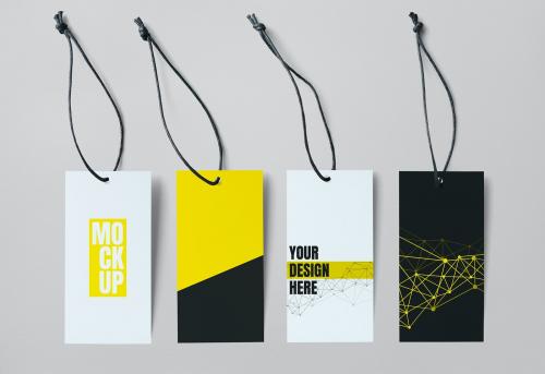 Yellow and white price tag mockups set - 844058