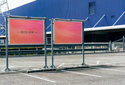 Parking lot with advertisement board mockups - 844161