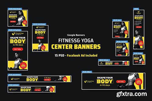 Fitness & Yoga Banners Ad PSD Template