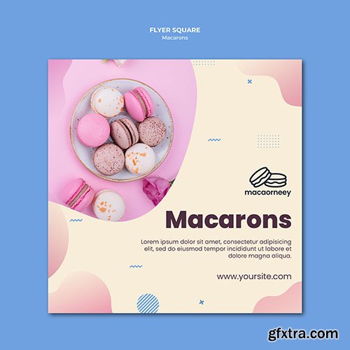 Squared flyer template with macarons