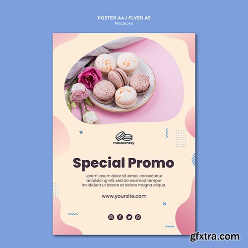 Flyer template with macarons 