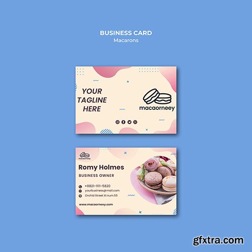 Business cards with macarons