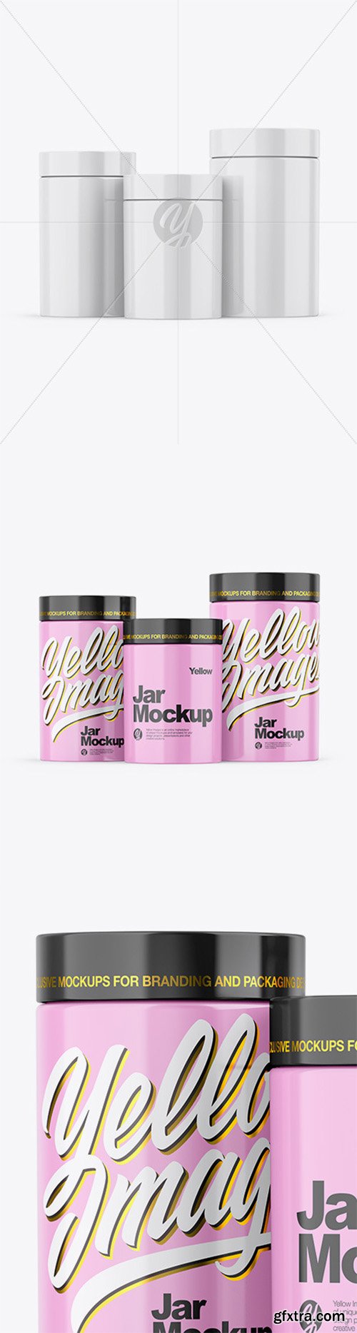 Three Glossy Jars Mockup 57654