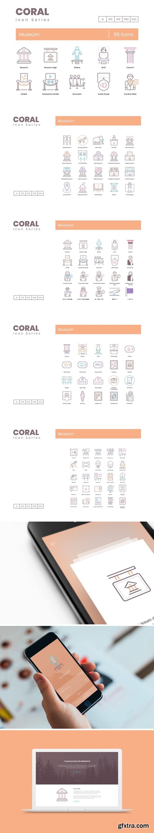 85 Museum Icons | Coral Series