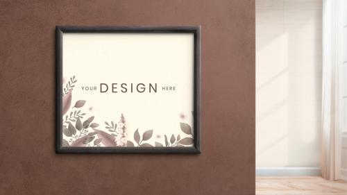 Wooden frame mockup on a brown wall - 894275