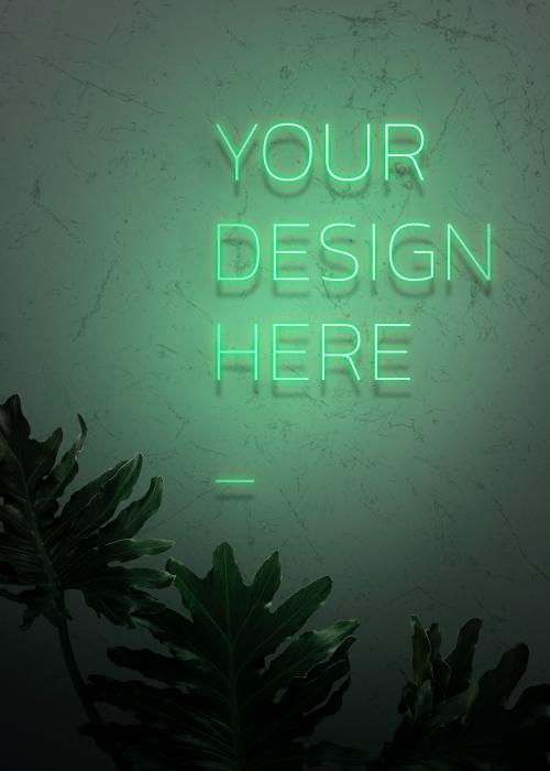 Neon green your design here on a wall - 894305