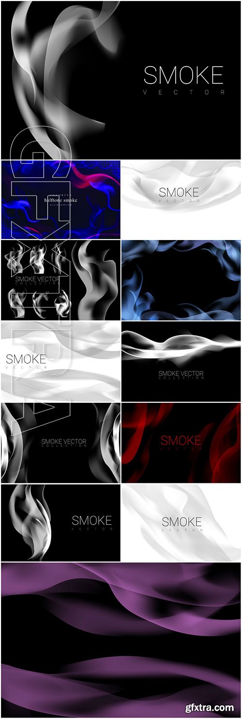 Set of smoke vector background