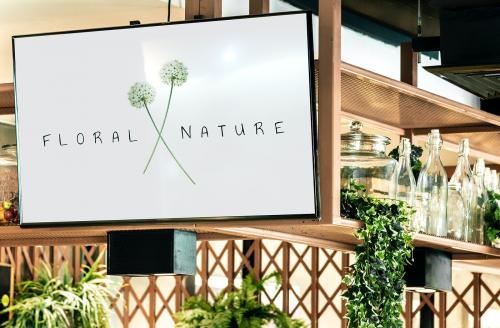 TV screen mockup in an organic restaurant - 894824