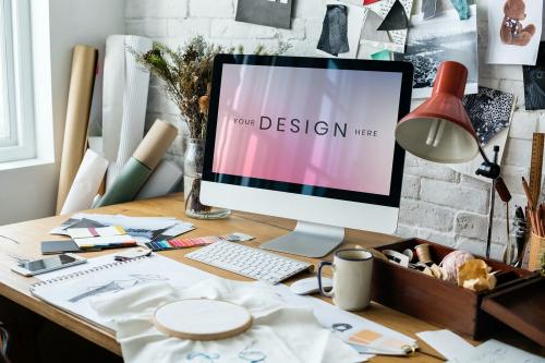 Fashion design on a computer screen mockup - 894880