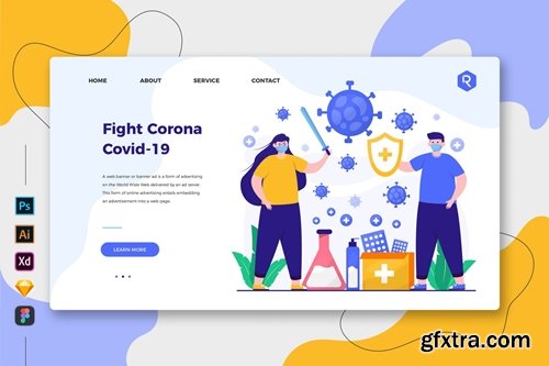 Fight Virus Covid-19 - Web & Mobile Landing Page