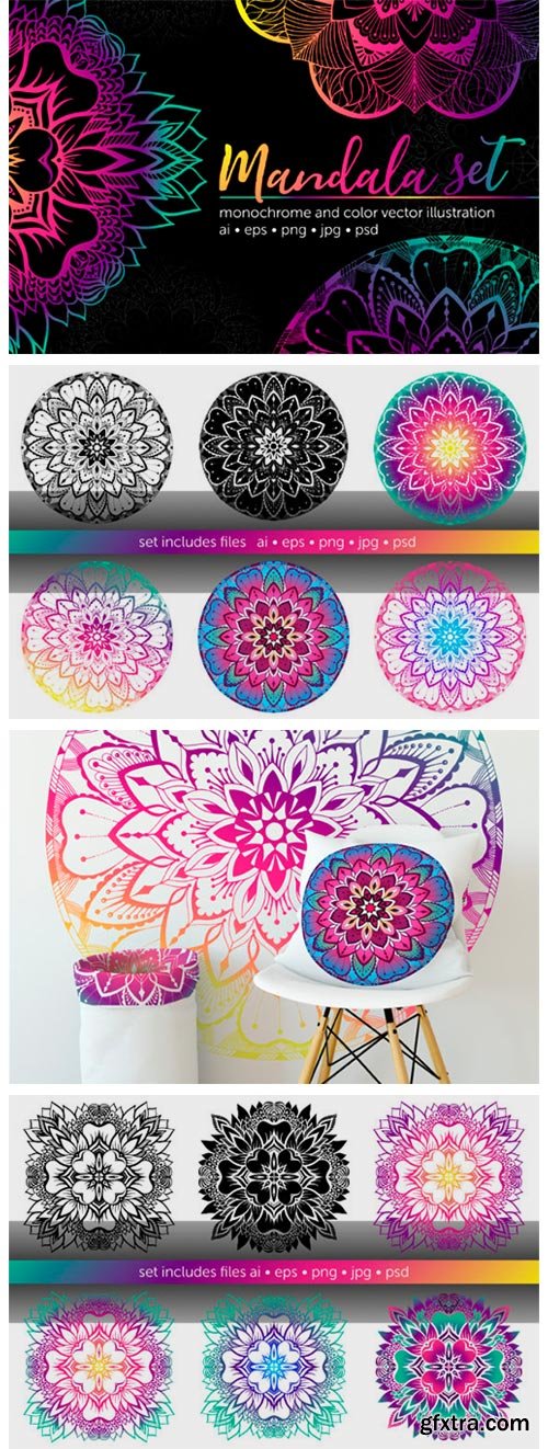 Set of Bright Vector Mandalas 4139899