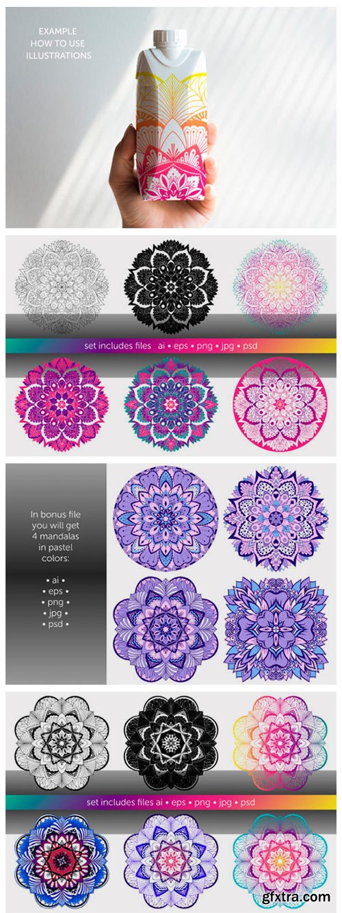 Set of Bright Vector Mandalas 4139899