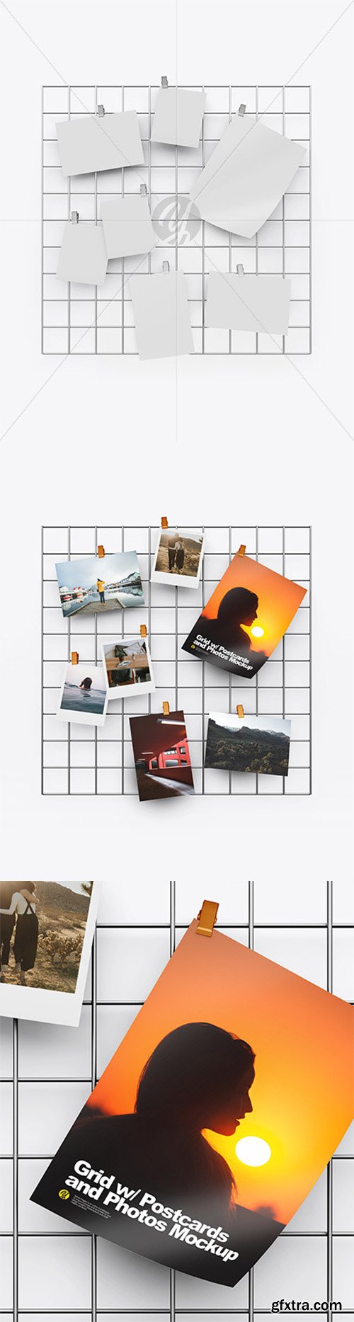 Grid w/ Postcards and Photos Mockup 59518