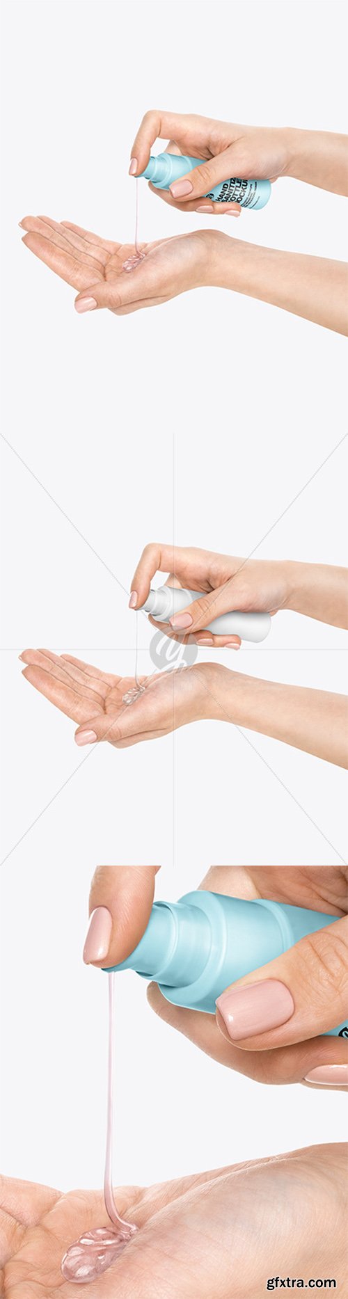 Hands w/ Sanitizer Bottle Mockup 58473