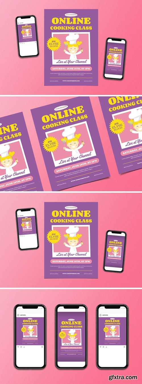 Online Cooking Class Flyer Set