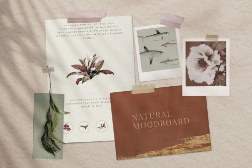 Natural paper board mockup illustration set - 935076