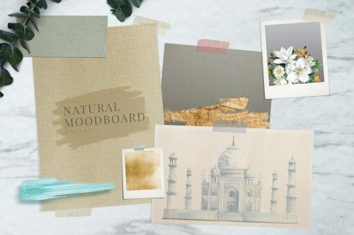 Natural paper board mockup illustration set - 935077