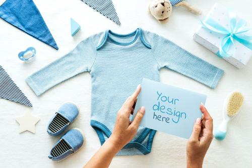 Baby shower blue card mockup - 598447