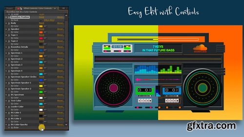 Videohive - Audio React Spectrum Visualizer with Boombox, Cassette Tape, Vinyl Plate and Vinyl Player Equalizer - 24651035