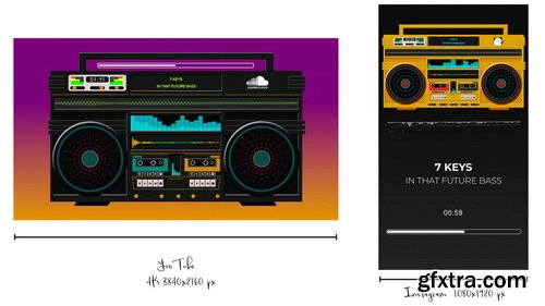 Videohive - Audio React Spectrum Visualizer with Boombox, Cassette Tape, Vinyl Plate and Vinyl Player Equalizer - 24651035