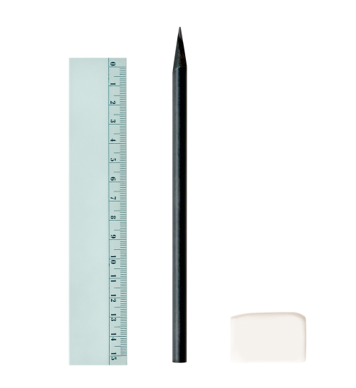 Ruler with a black pencil and a white eraser transparent png - 2026298