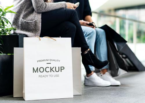 Shopping bag mockups on the floor - 666153