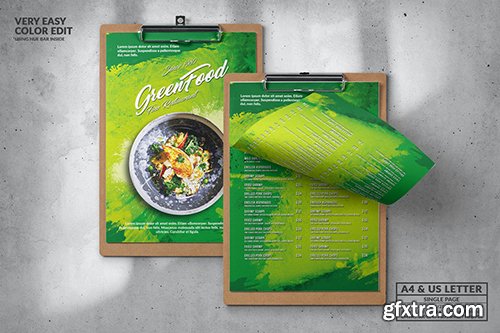 Green Food Menu Design A4 & US Letter