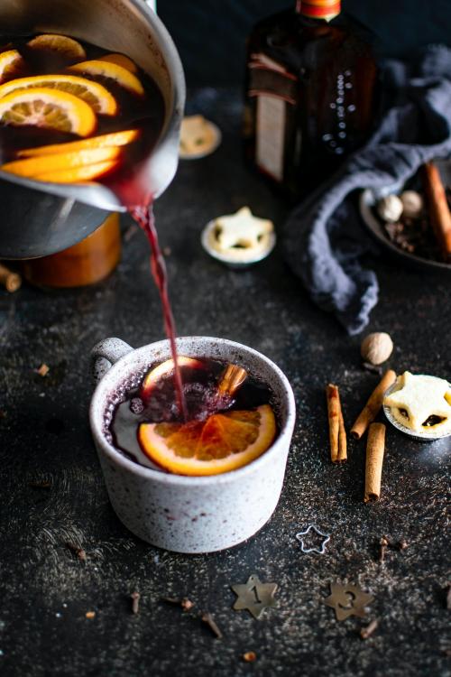 Festive holiday mulled wine in a mug - 2037895