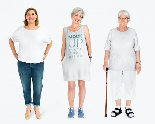 Happy elderly women wearing shirt mockups - 681277