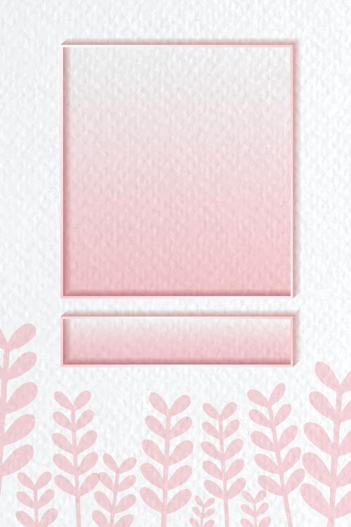 Blank frame on pink botanical patterned background vector - 1227187