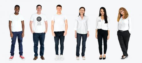 Happy diverse men wearing shirt mockups - 681300