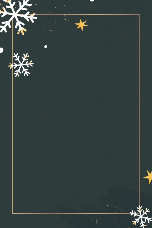 Gold frame with snowflakes patterned background vector - 1227329