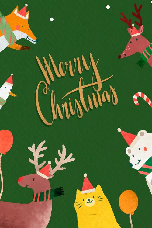 Green Christmas greeting card vector - 1227338