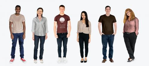 Happy diverse men wearing shirt mockups - 681329