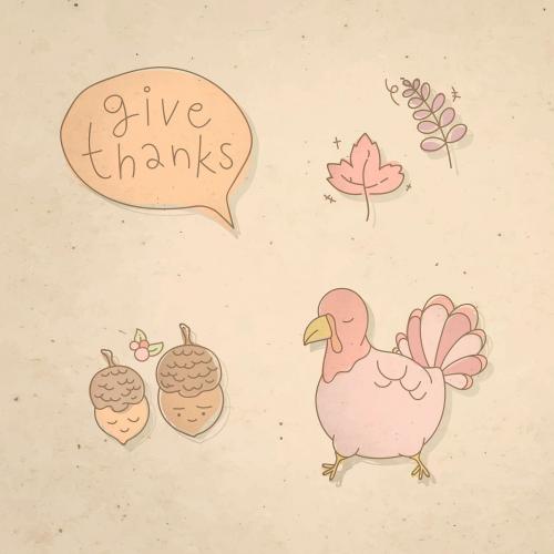 Thanksgiving doodle patterned on brown background vector - 1227509