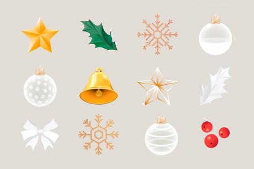 Christmas decorative ornament set vector - 1227522