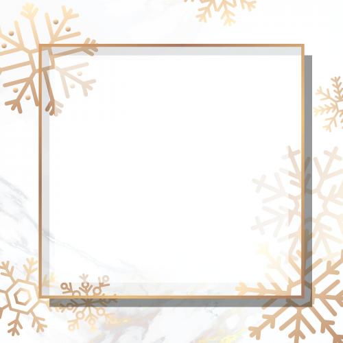 Gold frame on snowflake patterned background vector - 1227523