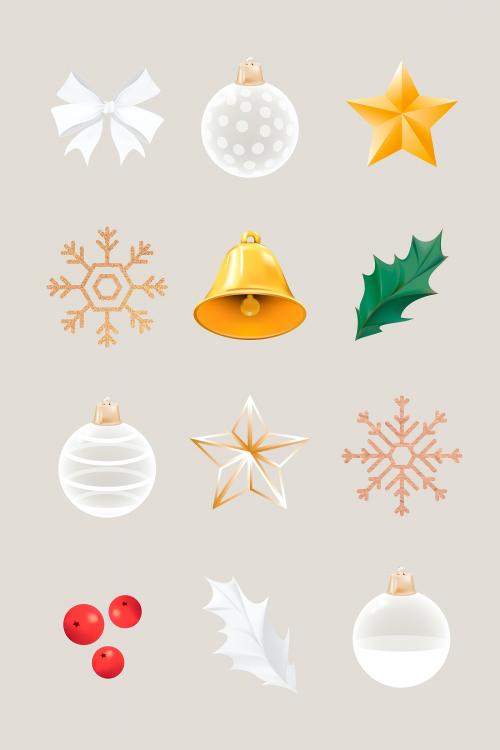 Christmas decorative ornament set vector - 1227530